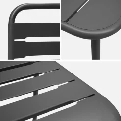 Set tavolo da giardino in acciaio con 4 sedie, 120cm