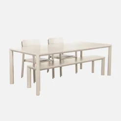Set tavolo da giardino in alluminio con 1 panchina e 4 sedie