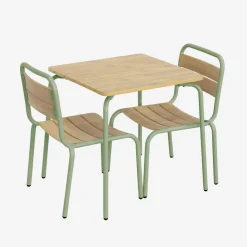 Set tavolo da giardino per bambini in acciaio e legno con 2 sedie
