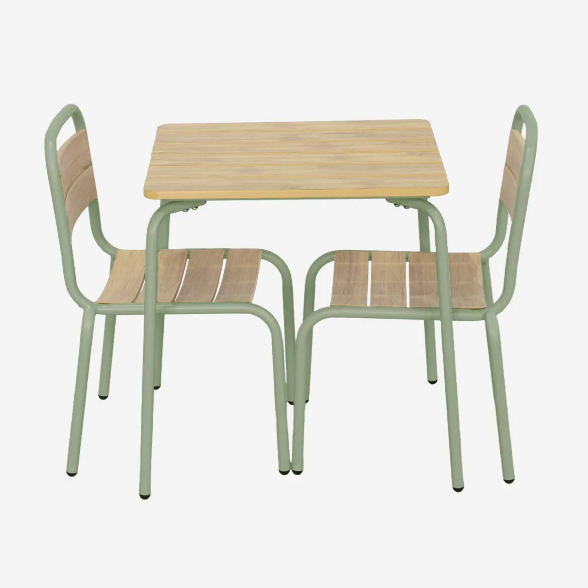 Set tavolo da giardino per bambini in acciaio e legno con 2 sedie