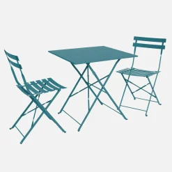 Set tavolo da giardino pieghevole in acciaio con 2 sedie, 70cm