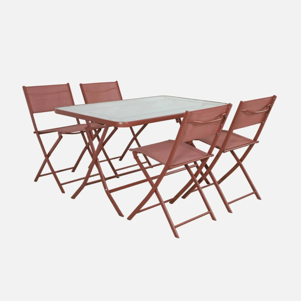 Set tavolo da giardino pieghevole in acciaio con 4 sedie