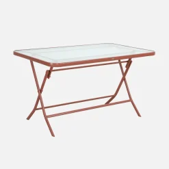 Set tavolo da giardino pieghevole in acciaio con 4 sedie
