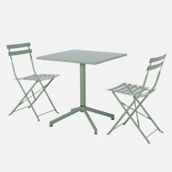 Set tavolo da giardino pieghevole in metallo con 2 sedie