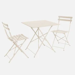 Set tavolo da giardino pieghevole in acciaio con 2 sedie, 70cm