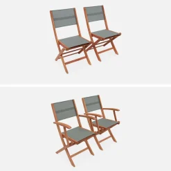 Set tavolo da giardino rettangolare allungabile in legno con 6 sedie