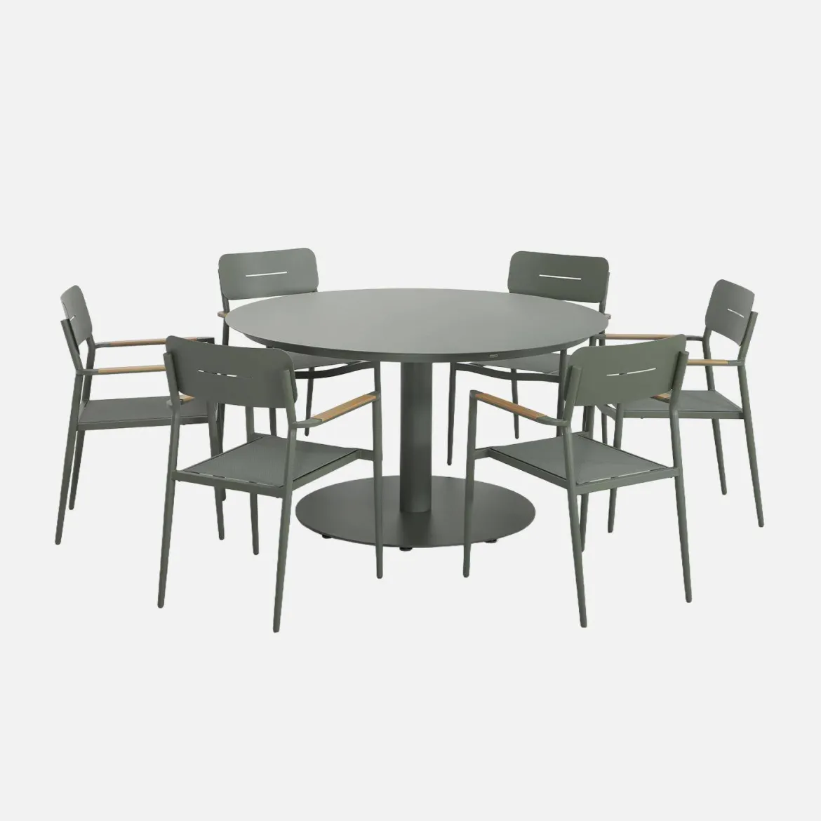 Set tavolo da giardino rotondo in alluminio con 6 sedie