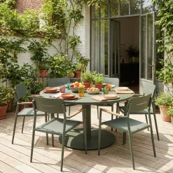Set tavolo da giardino rotondo in alluminio con 6 sedie