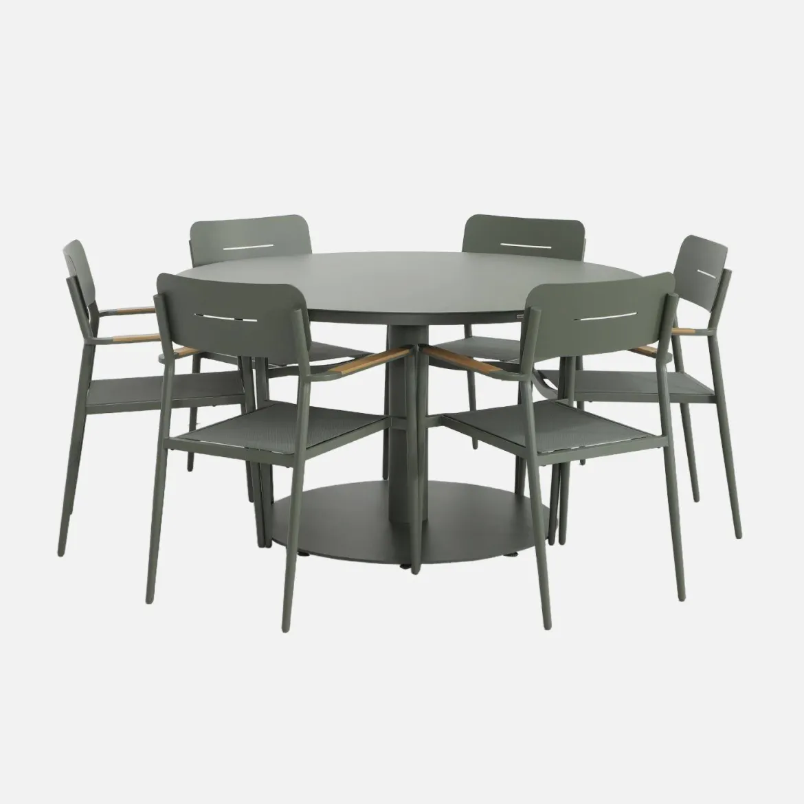 Set tavolo da giardino rotondo in alluminio con 6 sedie