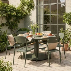 Set tavolo da giardino rotondo in alluminio con 6 sedie