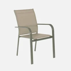 Set tavolo da giardino rotondo in altuminio con 6 sedie