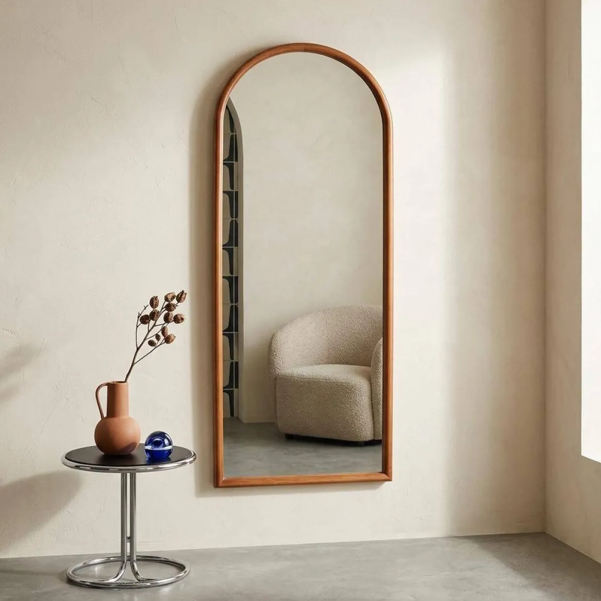 Specchio arco legno di pino