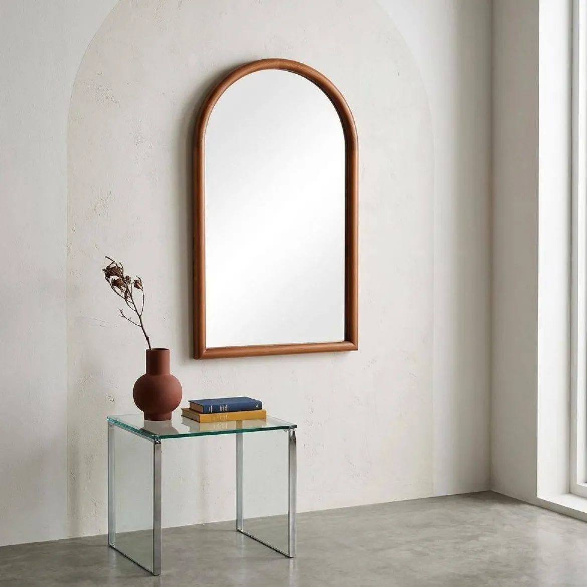 Specchio arco legno di pino