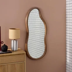 Specchio in legno di gomma