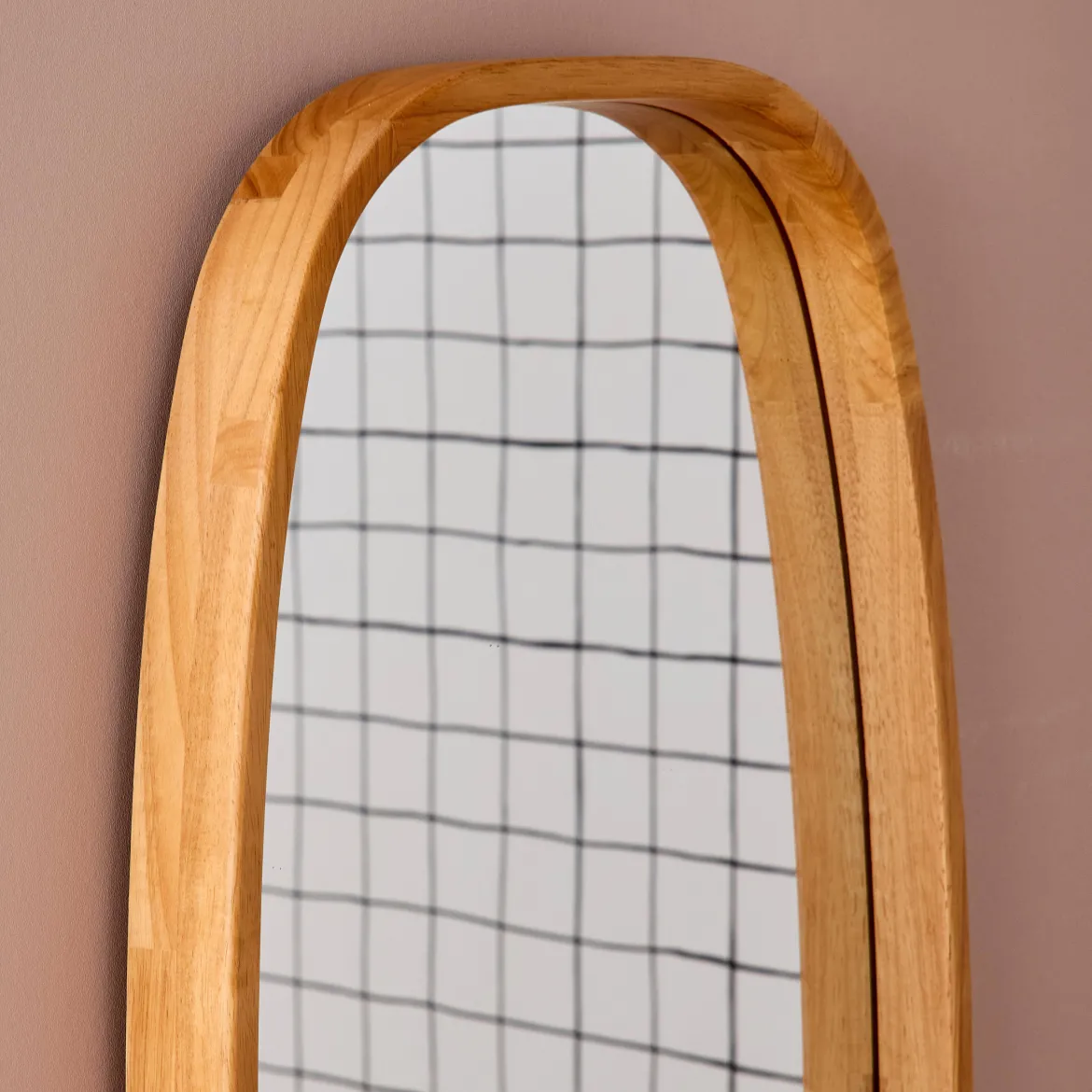 Specchio rettangolare in legno di gomma