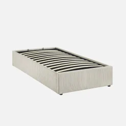 Struttura letto con contenitore e rete a doghe 90x190cm, imbottita coste fini