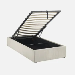 Struttura letto con contenitore e rete a doghe 90x190cm, imbottita coste fini