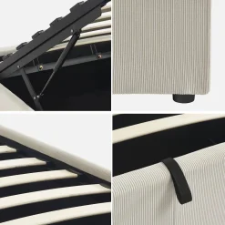 Struttura letto con contenitore e rete a doghe 90x190cm, imbottita coste fini