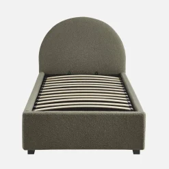 Struttura letto con contenitore e testiera 90x190cm, imbottita bouclé
