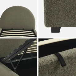 Struttura letto con contenitore e testiera 90x190cm, imbottita bouclé