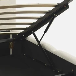 Struttura letto con contenitore e testiera 140cmx190cm, imbottita bouclé