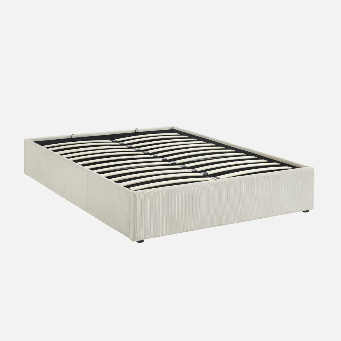 Struttura letto con contenitore e rete a doghe 140x190cm, imbottita coste fini