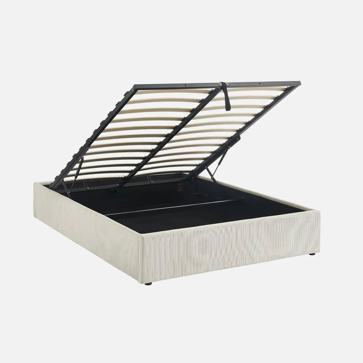 Struttura letto con contenitore e rete a doghe 140x190cm, imbottita coste fini
