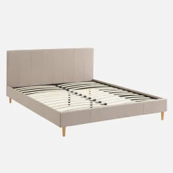 Struttura letto con rete a doghe e testiera 160x200cm, tessuto semplice