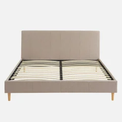 Struttura letto con rete a doghe e testiera 160x200cm, tessuto semplice