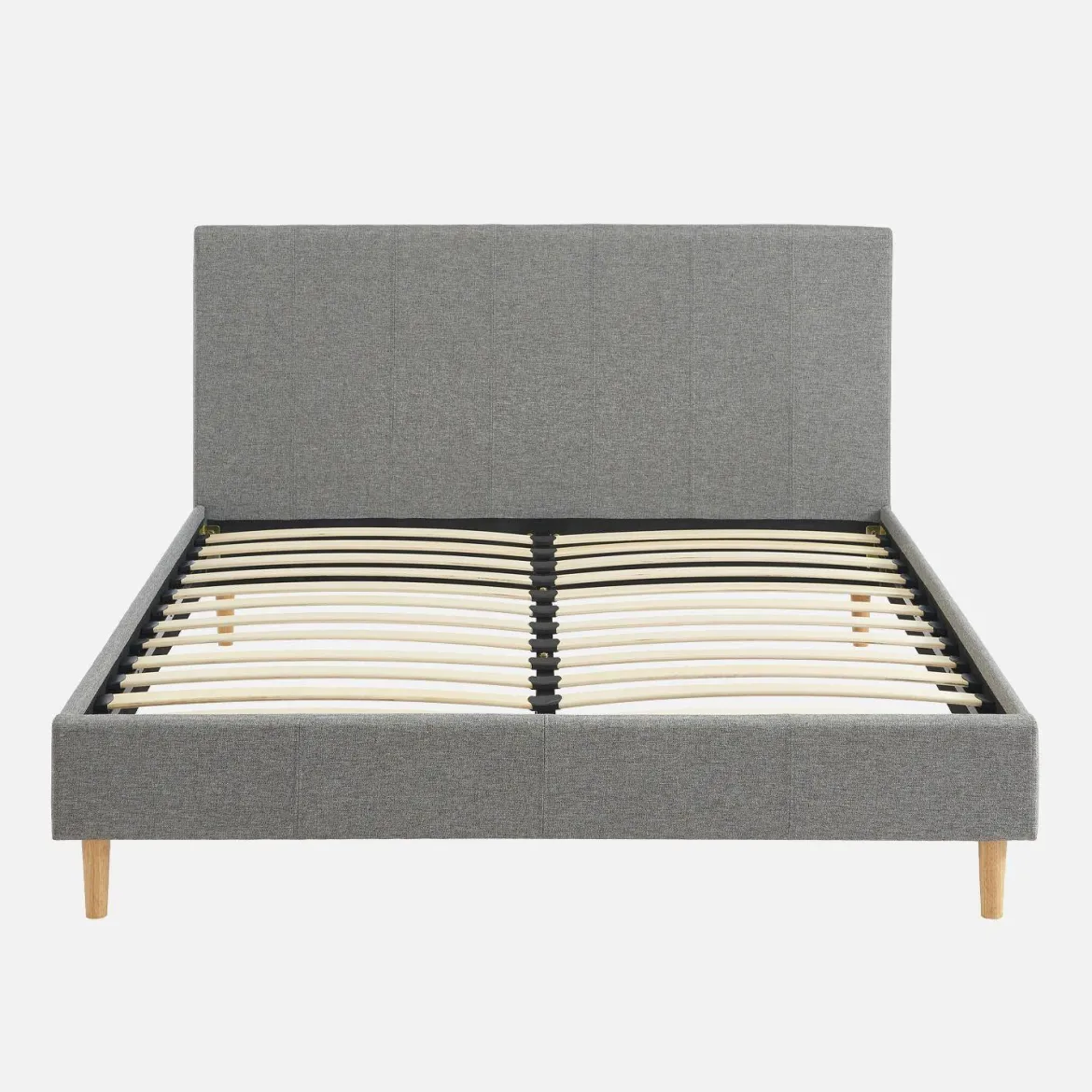 Struttura letto con rete a doghe e testiera 140x190cm, tessuto semplice