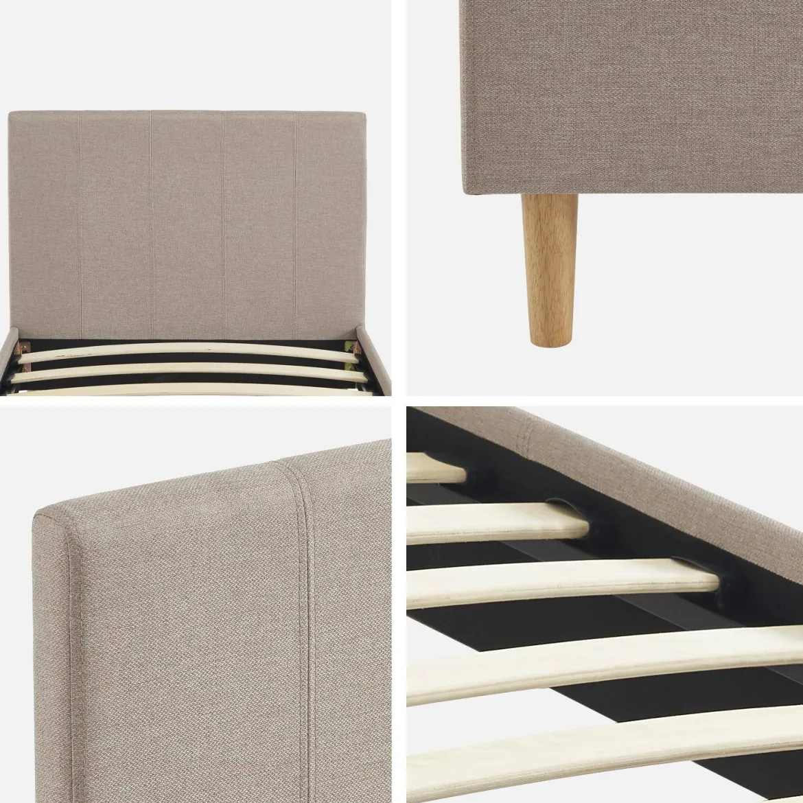 Struttura letto con rete a doghe e testiera 90x190cm