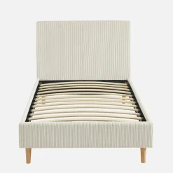 Struttura letto con rete a doghe e testiera 90x190cm, velluto a coste grosse