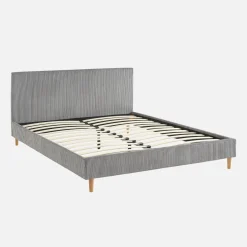 Struttura letto con rete a doghe e testiera 160x200cm, velluto a coste grosse