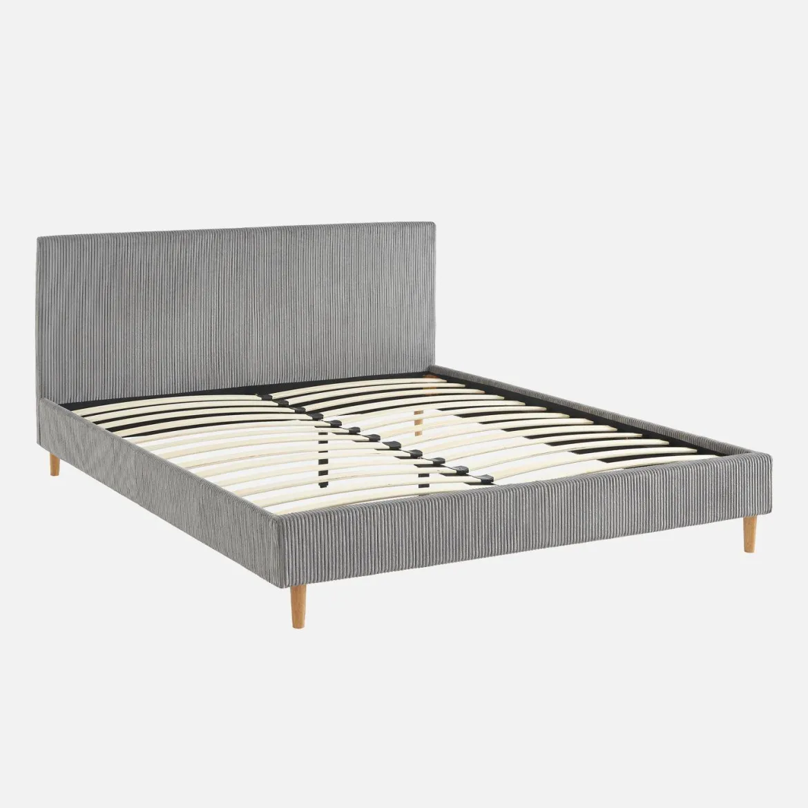 Struttura letto con rete a doghe e testiera 160x200cm, velluto a coste grosse