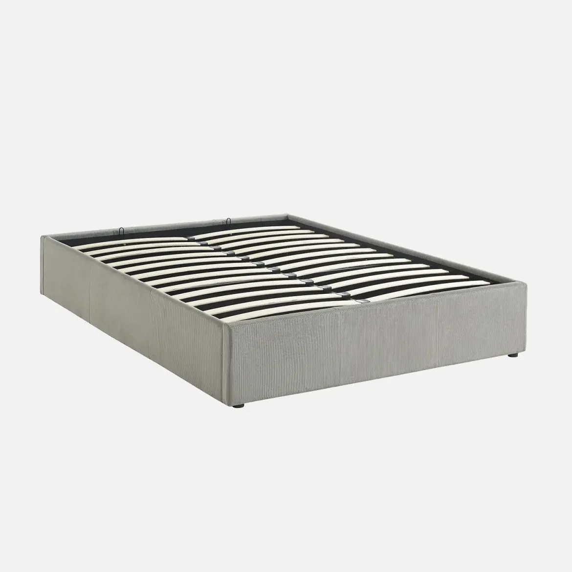 Struttura letto con contenitore e rete a doghe 140x190cm, imbottita coste fini