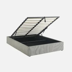 Struttura letto con contenitore e rete a doghe 140x190cm, imbottita coste fini