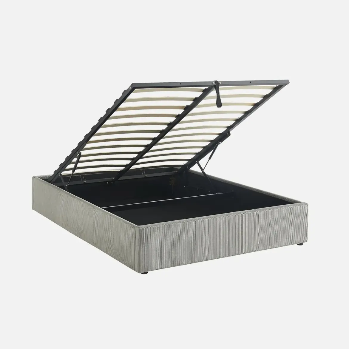Struttura letto con contenitore e rete a doghe 140x190cm, imbottita coste fini