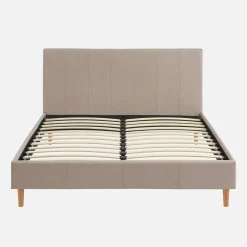 Struttura letto con rete a doghe e testiera 140x190cm, tessuto semplice