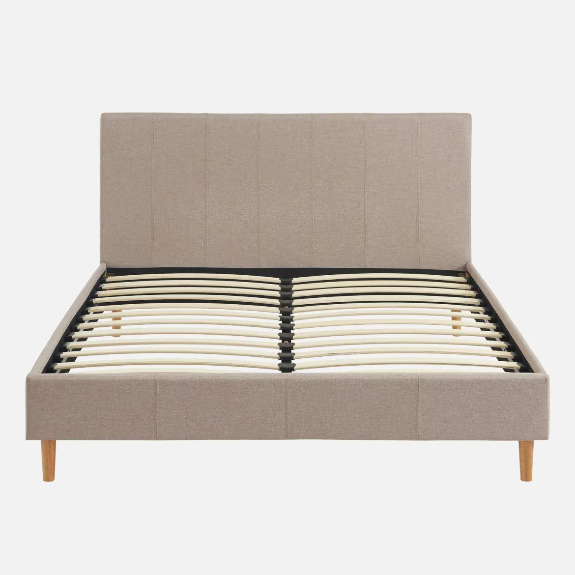 Struttura letto con rete a doghe e testiera 140x190cm, tessuto semplice