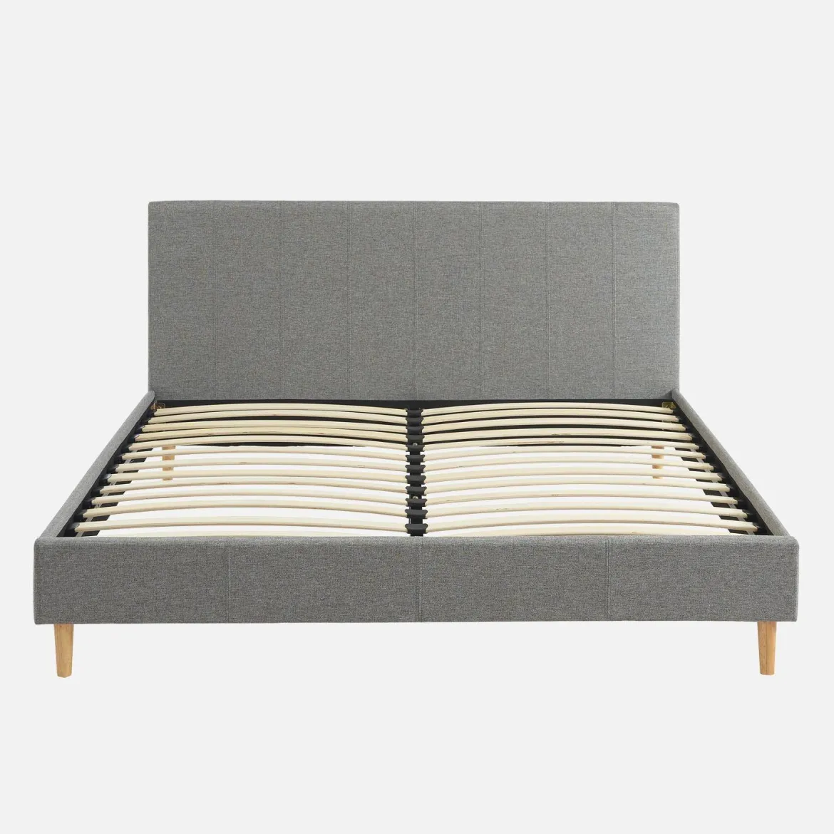 Struttura letto con rete a doghe e testiera 160x200cm, tessuto semplice