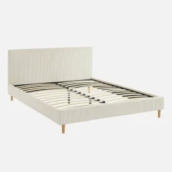 Struttura letto con rete a doghe e testiera 160x200cm, velluto a coste grosse