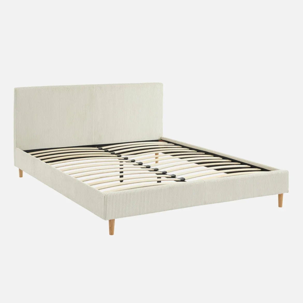 Struttura letto con rete a doghe e testiera 160x200cm, velluto a coste grosse