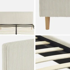 Struttura letto con rete a doghe e testiera 160x200cm, velluto a coste grosse