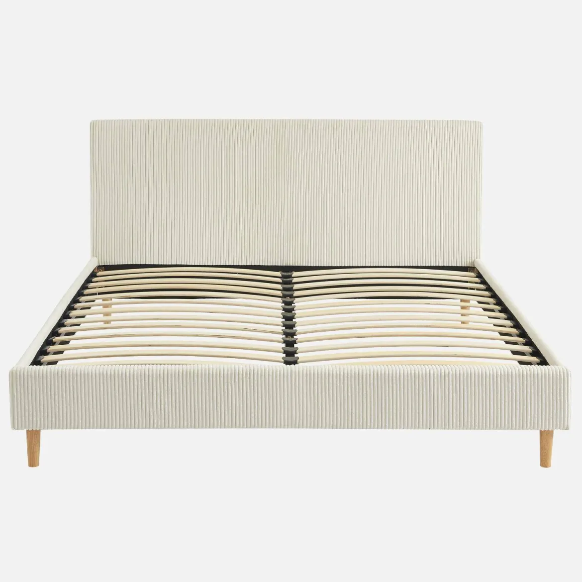Struttura letto con rete a doghe e testiera 160x200cm, velluto a coste grosse