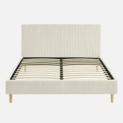 Struttura letto con rete a doghe e testiera 140x190cm, velluto a coste grosse