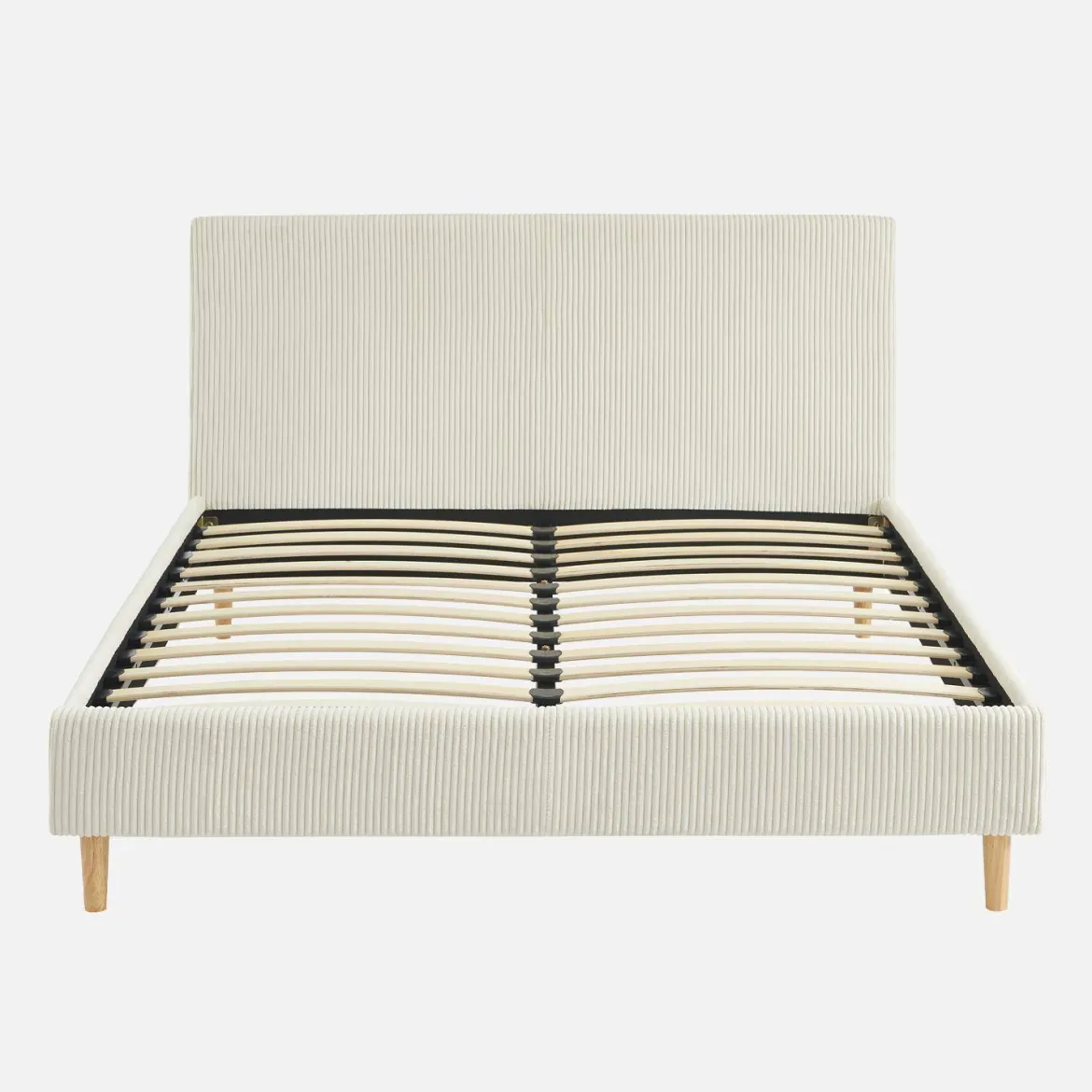 Struttura letto con rete a doghe e testiera 140x190cm, velluto a coste grosse