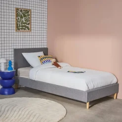 Struttura letto con rete a doghe e testiera 90x190cm