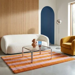 Tappeto da interno a righe arancioni e rosa