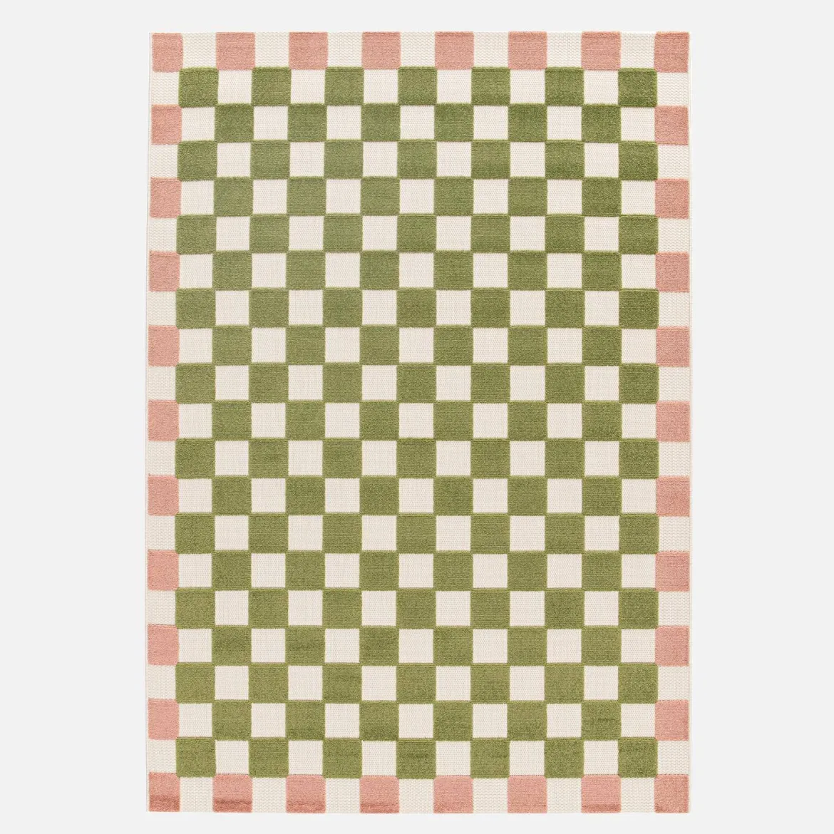 Tappeto da interno/esterno a scacchi rosa e verde