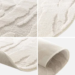 Tappeto interno a forma di ciottolo con rilievo crema